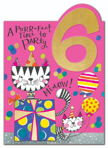 Picture of 6 BIRTHDAY CARD PURR-FECT TIME TO PARTY